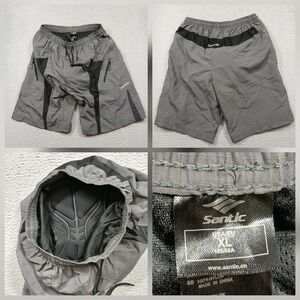 Santic Padded Cycling Shorts Mens XL Gray MTB Bike Liner Athletic